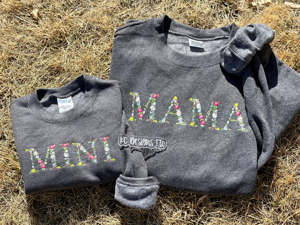 Floral Title/Name Embroidered Sweatshirt